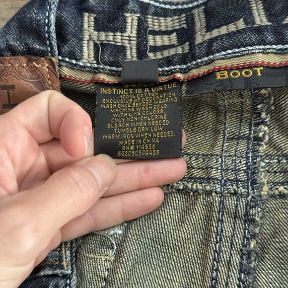 Helix Bootcut Jeans Men’s 34x32 Blue Denim Y2K Flap Pockets - Picture 5 of 8